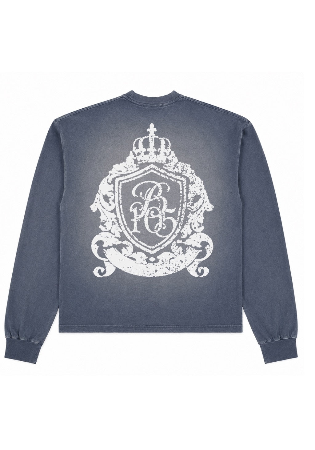Back view of BRAVO 105 Faded Crest Long Sleeve Tee